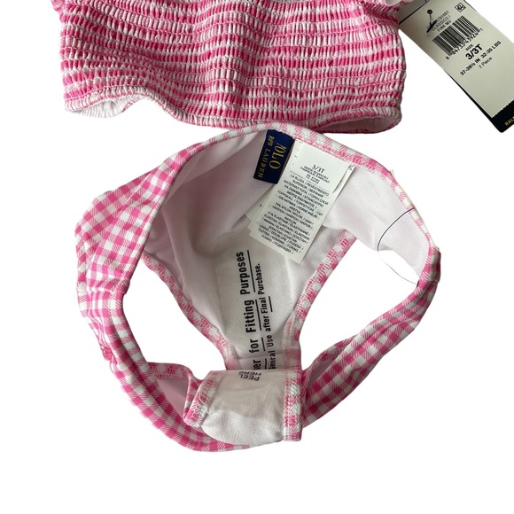 Polo Ralph Lauren Toddler Girls Gingham Swimsuit Size 3T Pink - Picture 3 of 4